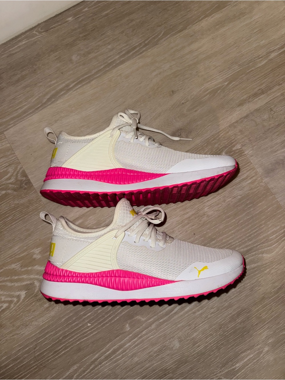 Puma Kids Cream & Pink Athletic Sneakers